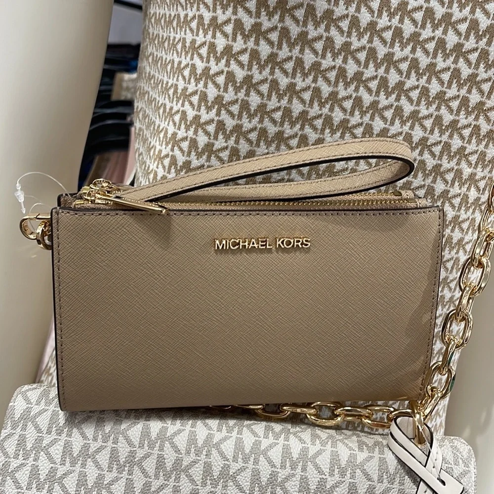 MICHAEL KORS LARGE DOUBLE ZIP WRISTLET wallet, clutch,